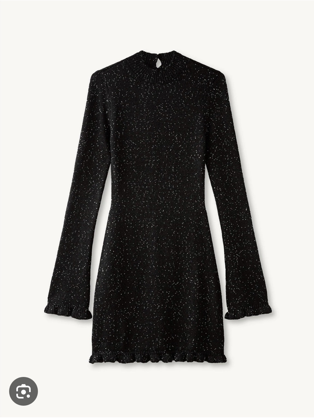 Asta Resort Black Sparkle Long-Sleeve Knit Dress